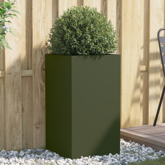 vidaXL Planter Olive Green 42x38x75 cm Steel