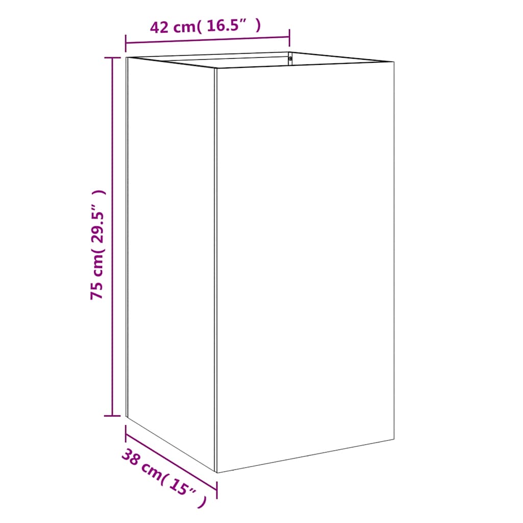 vidaXL Planter Silver 42x38x75 cm Galvanised Steel