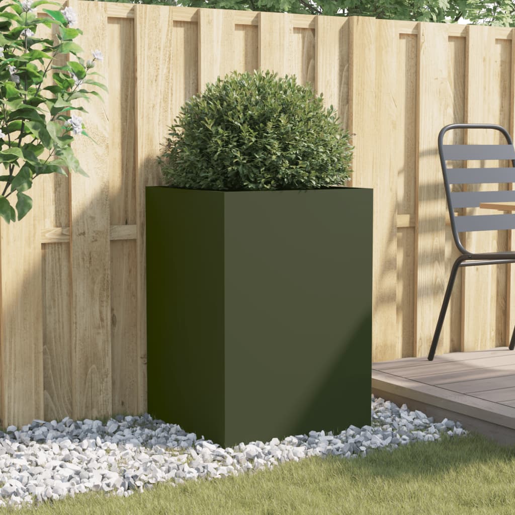 vidaXL Planter Olive Green 52x48x75 cm Steel