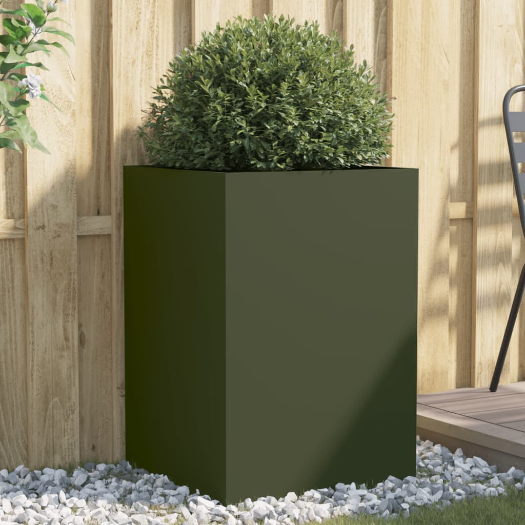 vidaXL Planter Olive Green 52x48x75 cm Steel