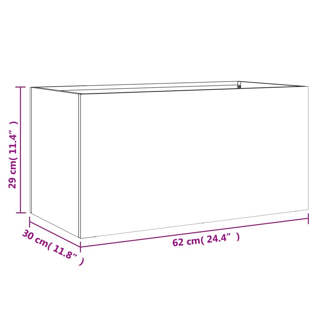 vidaXL Planter White 62x30x29 cm Steel