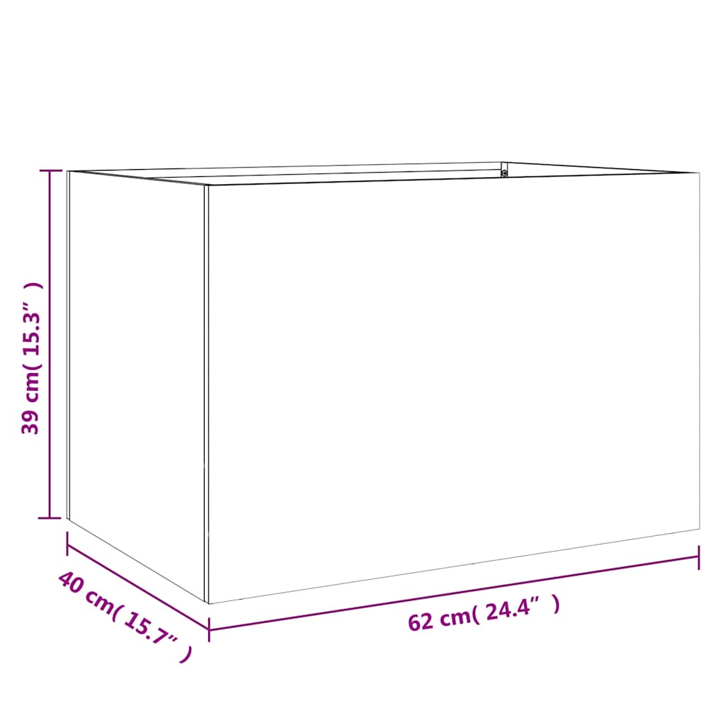 vidaXL Planter Silver 62x40x39 cm Stainless Steel