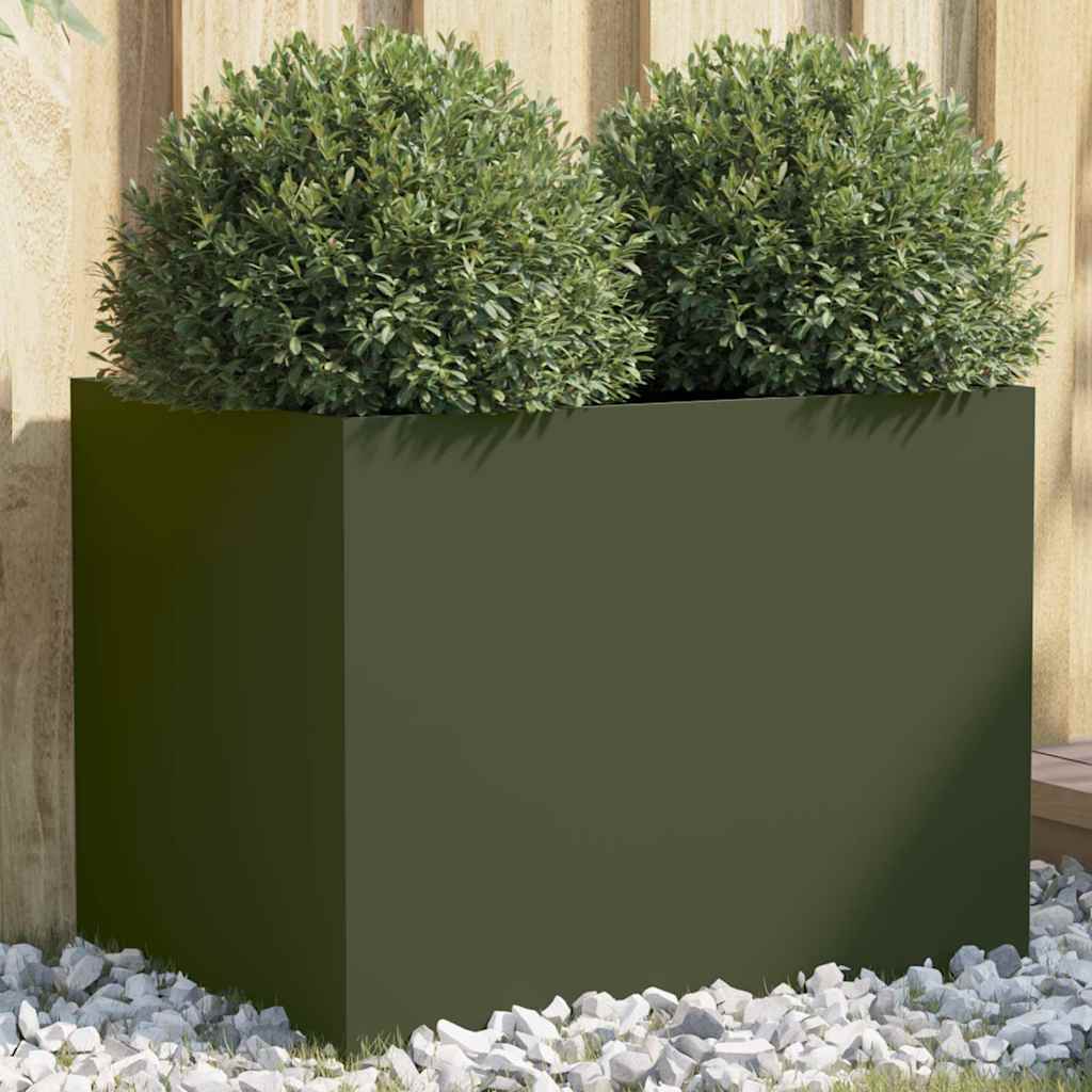 vidaXL Planter Olive Green 62x47x46 cm Steel