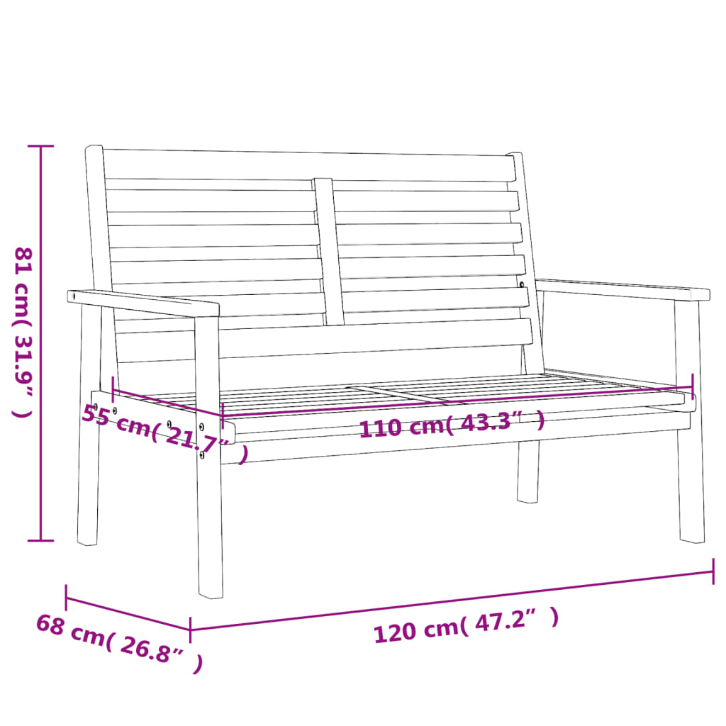 vidaXL 3 Piece Garden Lounge Set Solid Wood Acacia