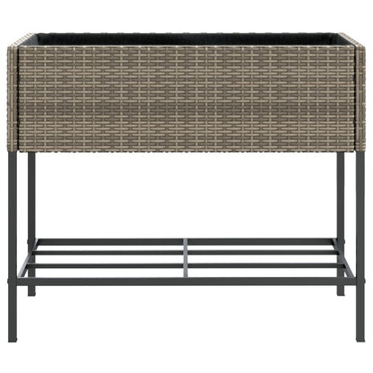 vidaXL Garden Planters with Shelf 2 pcs Grey 90x40x75 cm Poly Rattan