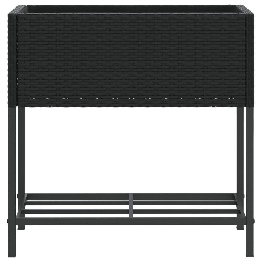 vidaXL Garden Planters with Shelf 2 pcs Black 70x28x70 cm Poly Rattan