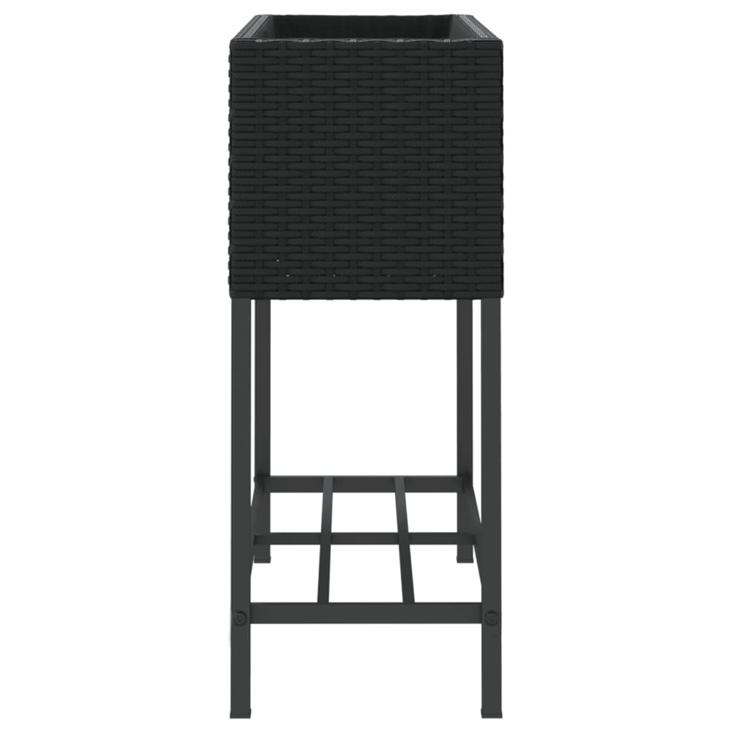 vidaXL Garden Planters with Shelf 2 pcs Black 70x28x70 cm Poly Rattan