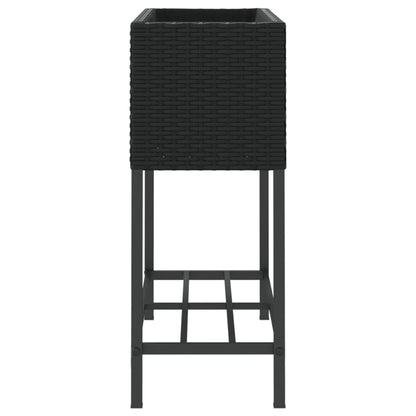 vidaXL Garden Planters with Shelf 2 pcs Black 70x28x70 cm Poly Rattan