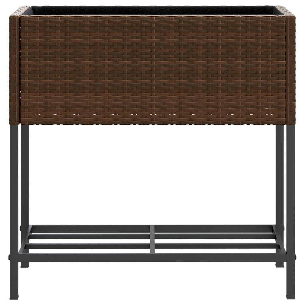 vidaXL Garden Planters with Shelf 2 pcs Brown 70x28x70 cm Poly Rattan