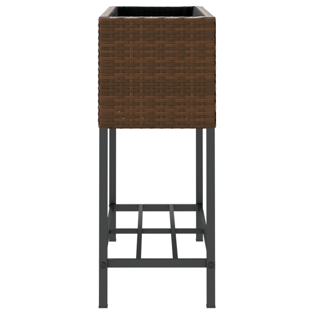 vidaXL Garden Planters with Shelf 2 pcs Brown 70x28x70 cm Poly Rattan