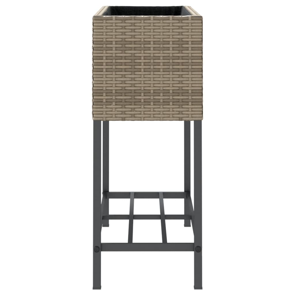 vidaXL Garden Planters with Shelf 2 pcs Grey 70x28x70 cm Poly Rattan