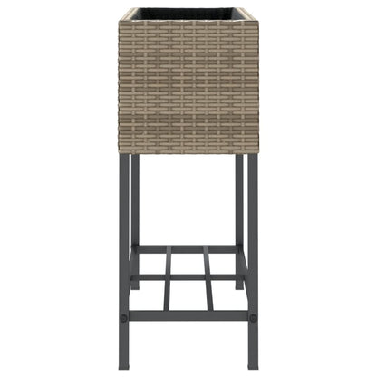 vidaXL Garden Planters with Shelf 2 pcs Grey 70x28x70 cm Poly Rattan