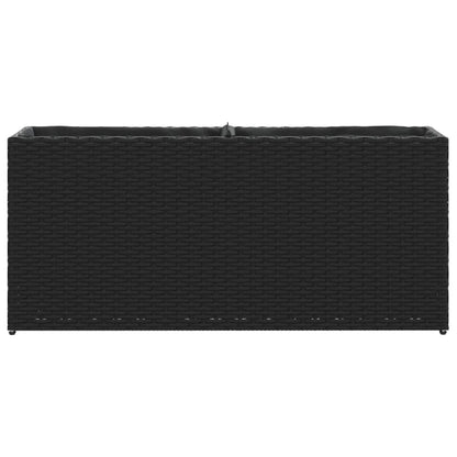 vidaXL Garden Planters with 2 Pots 2 pcs Black 90x20x40 cm Poly Rattan