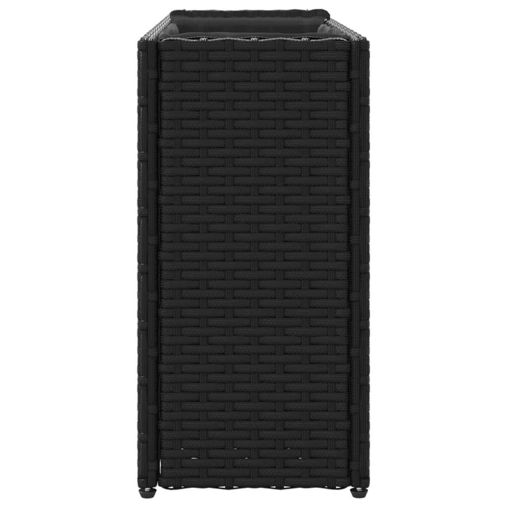 vidaXL Garden Planters with 2 Pots 2 pcs Black 90x20x40 cm Poly Rattan