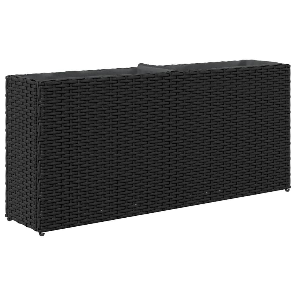 vidaXL Garden Planters with 2 Pots 2 pcs Black 90x20x40 cm Poly Rattan