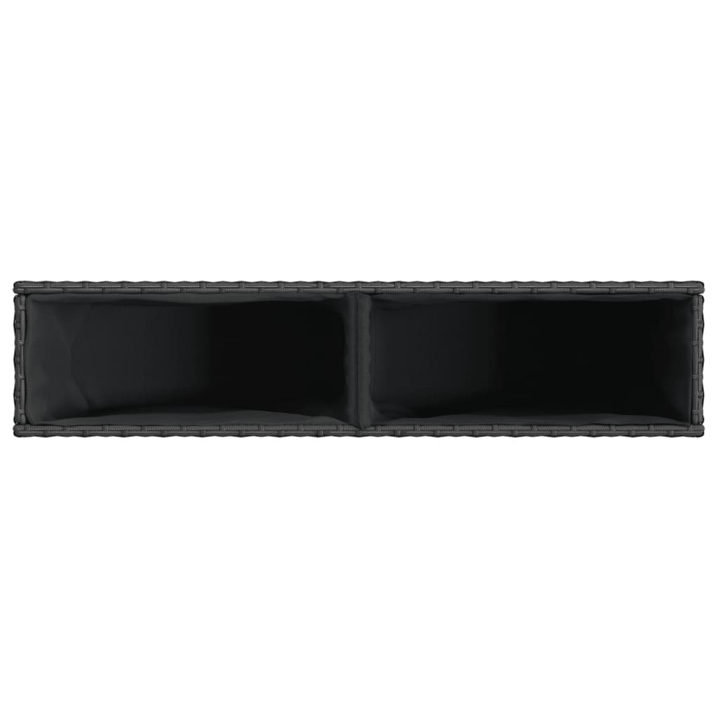 vidaXL Garden Planters with 2 Pots 2 pcs Black 90x20x40 cm Poly Rattan