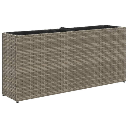 vidaXL Garden Planters with 2 Pots 2 pcs Grey 90x20x40 cm Poly Rattan