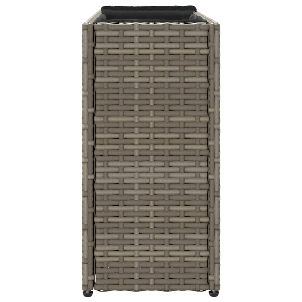 vidaXL Garden Planters with 2 Pots 2 pcs Grey 90x20x40 cm Poly Rattan