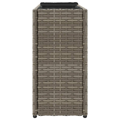 vidaXL Garden Planters with 2 Pots 2 pcs Grey 90x20x40 cm Poly Rattan
