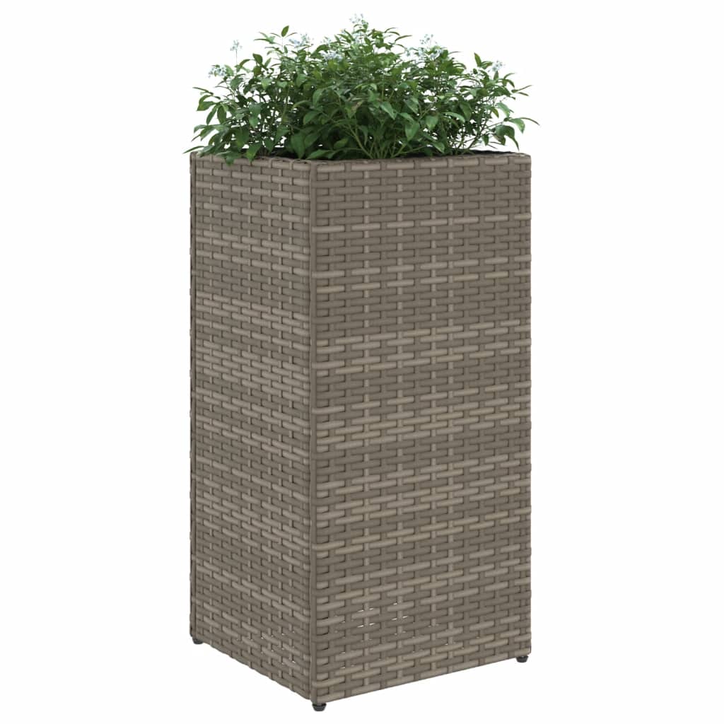 vidaXL Garden Planters 2 pcs Grey 30x30x60 cm Poly Rattan