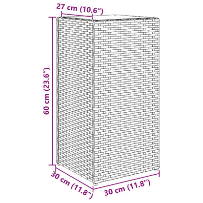 vidaXL Garden Planters 2 pcs Grey 30x30x60 cm Poly Rattan