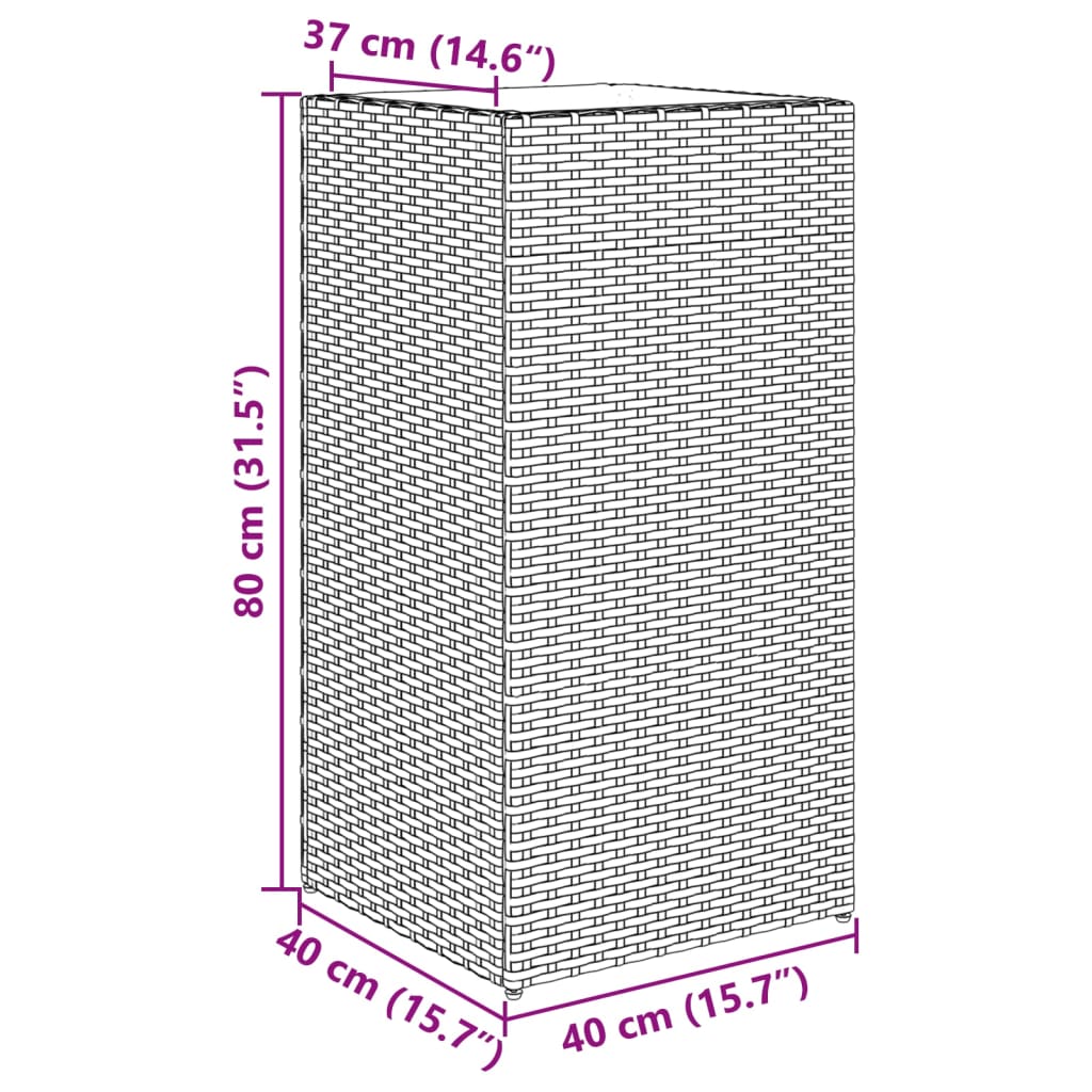 vidaXL Garden Planters 2 pcs Brown 40x40x80 cm Poly Rattan