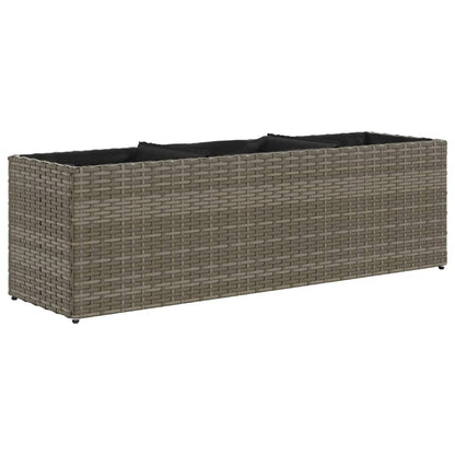 vidaXL Garden Planters with 3 Pots 2 pcs Grey 105x30x32 cm Poly Rattan