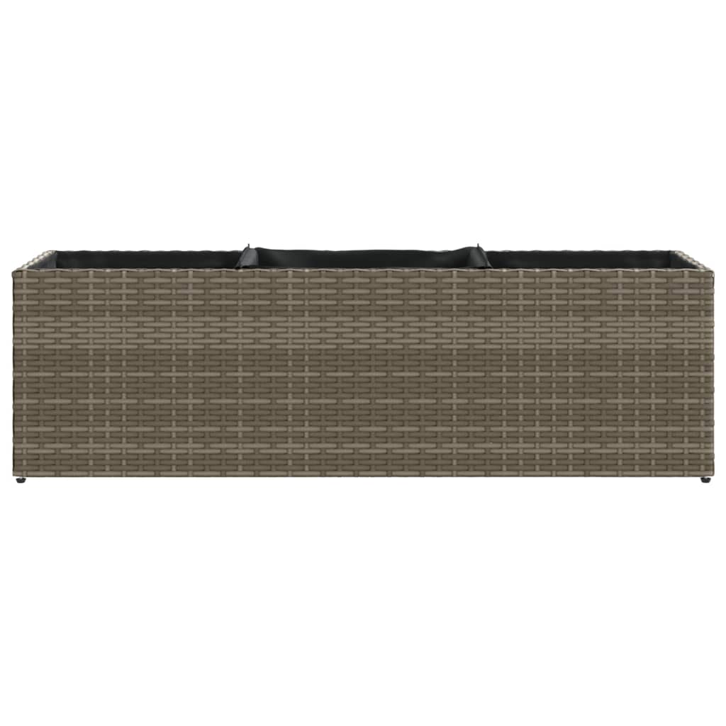 vidaXL Garden Planters with 3 Pots 2 pcs Grey 105x30x32 cm Poly Rattan