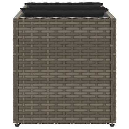 vidaXL Garden Planters with 3 Pots 2 pcs Grey 105x30x32 cm Poly Rattan