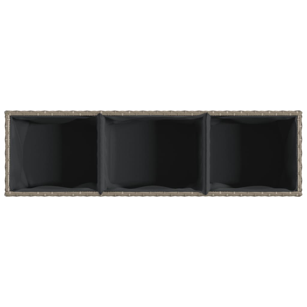 vidaXL Garden Planters with 3 Pots 2 pcs Grey 105x30x32 cm Poly Rattan