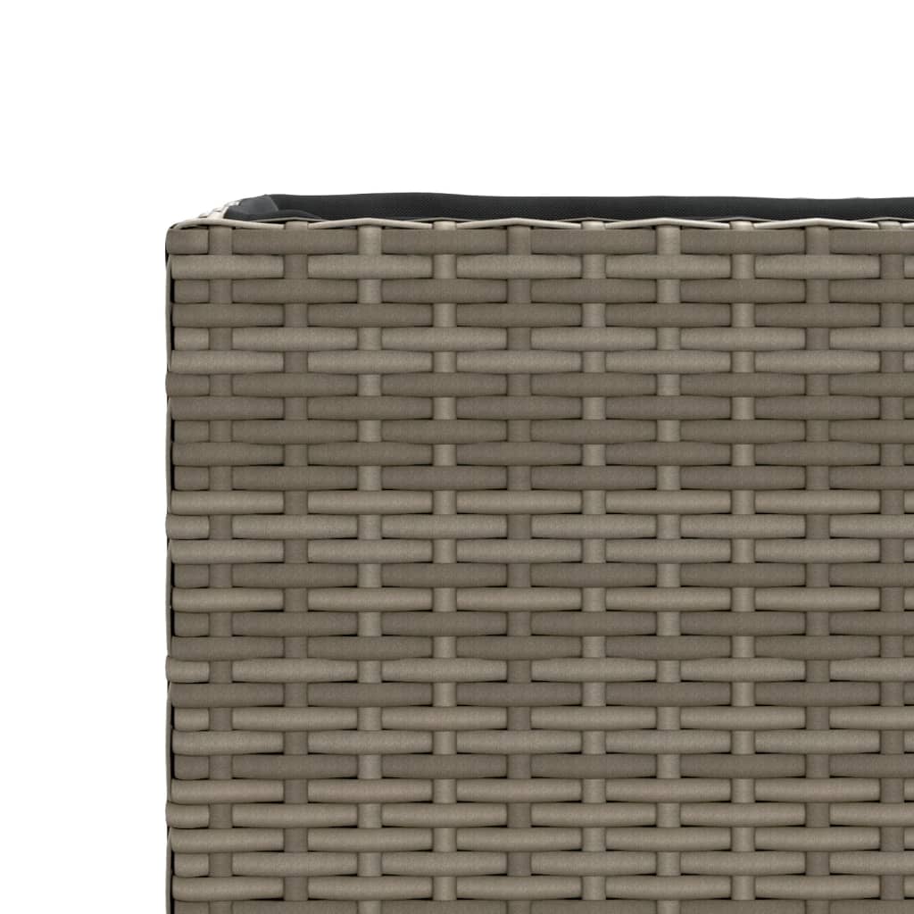 vidaXL Garden Planters with 3 Pots 2 pcs Grey 105x30x32 cm Poly Rattan