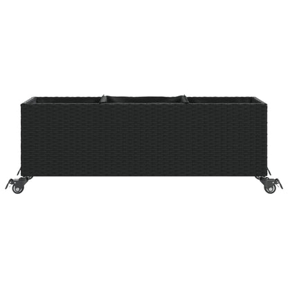 vidaXL Garden Planters with Wheels 2 pcs Black 107x32x38 cm Poly Rattan