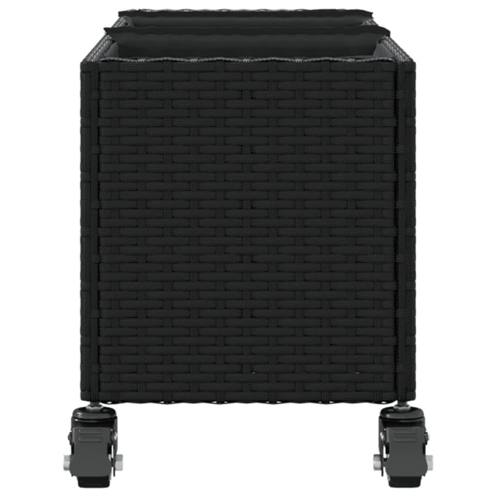 vidaXL Garden Planters with Wheels 2 pcs Black 107x32x38 cm Poly Rattan