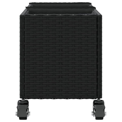 vidaXL Garden Planters with Wheels 2 pcs Black 107x32x38 cm Poly Rattan