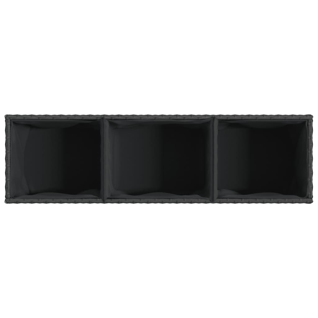 vidaXL Garden Planters with Wheels 2 pcs Black 107x32x38 cm Poly Rattan