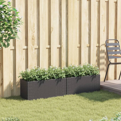 vidaXL Garden Planters with 2 Pots 2 pcs Black 72x30x32 cm Poly Rattan
