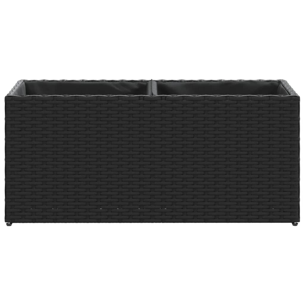 vidaXL Garden Planters with 2 Pots 2 pcs Black 72x30x32 cm Poly Rattan