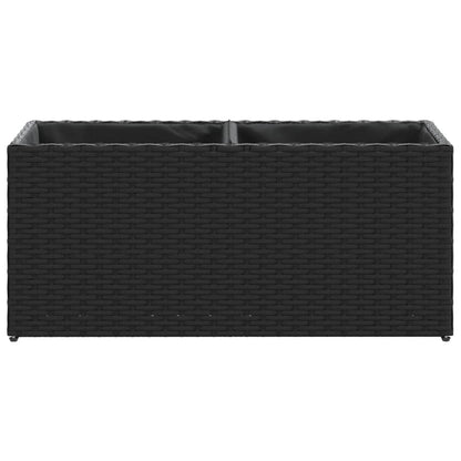 vidaXL Garden Planters with 2 Pots 2 pcs Black 72x30x32 cm Poly Rattan