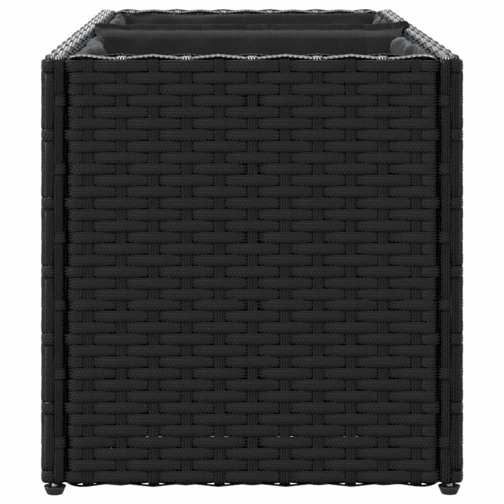 vidaXL Garden Planters with 2 Pots 2 pcs Black 72x30x32 cm Poly Rattan