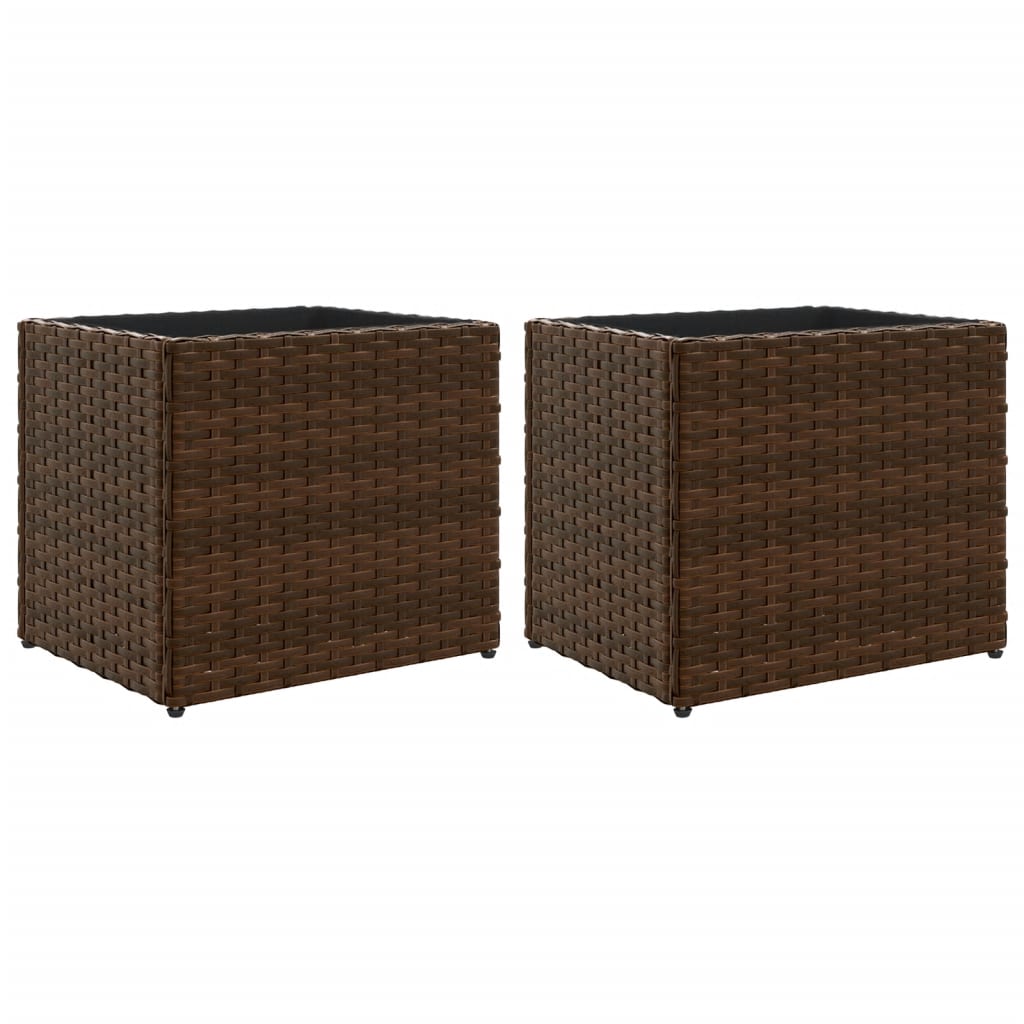 vidaXL Garden Planters 2 pcs Brown 36x30x32 cm Poly Rattan