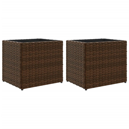 vidaXL Garden Planters 2 pcs Brown 36x30x32 cm Poly Rattan