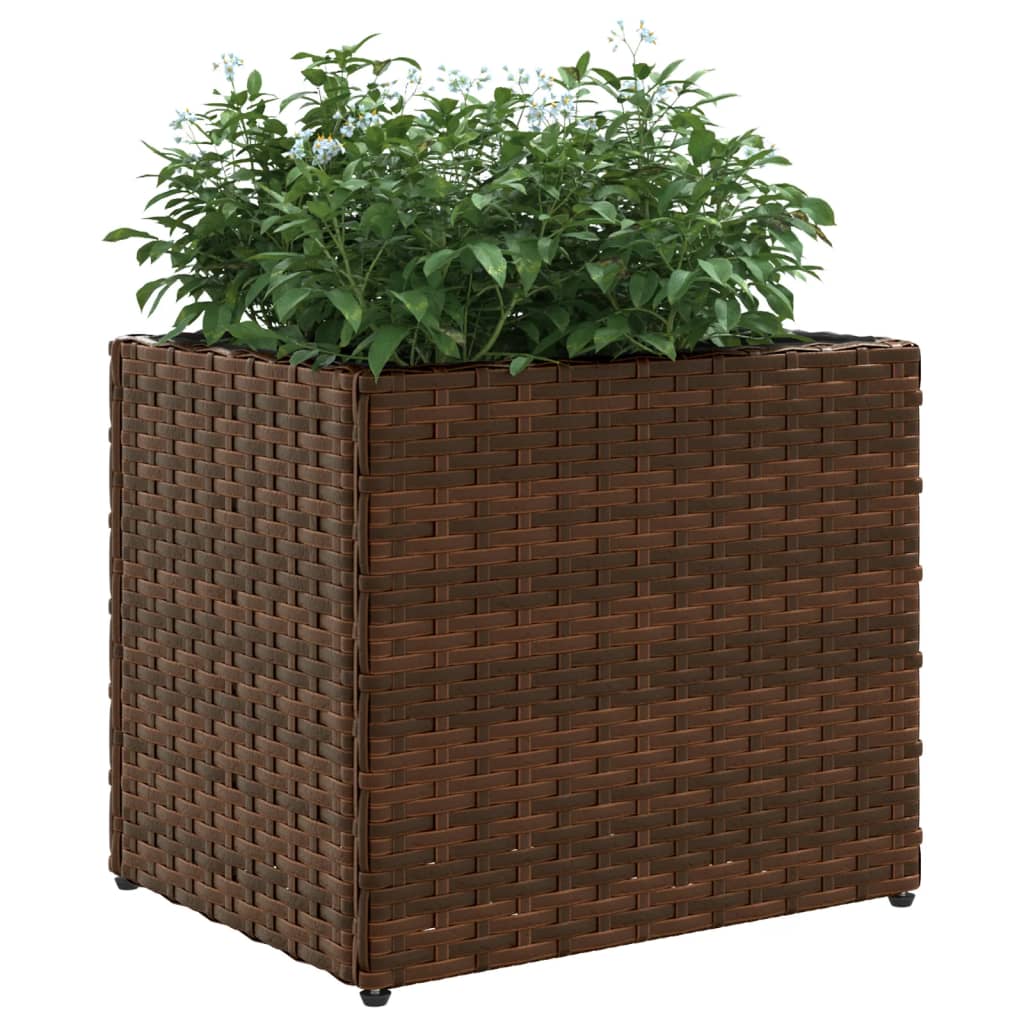 vidaXL Garden Planters 2 pcs Brown 36x30x32 cm Poly Rattan