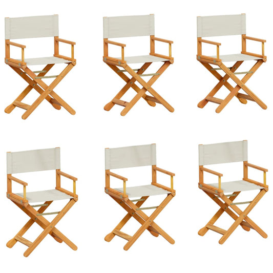 vidaXL 6 Piece Folding Garden Chairs Cream White Fabric