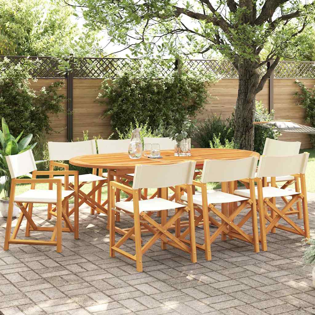 vidaXL 8 Piece Folding Garden Chairs Cream White Fabric
