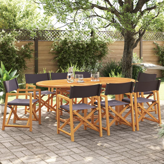 vidaXL 8 Piece Folding Garden Chairs Dark Grey Fabric
