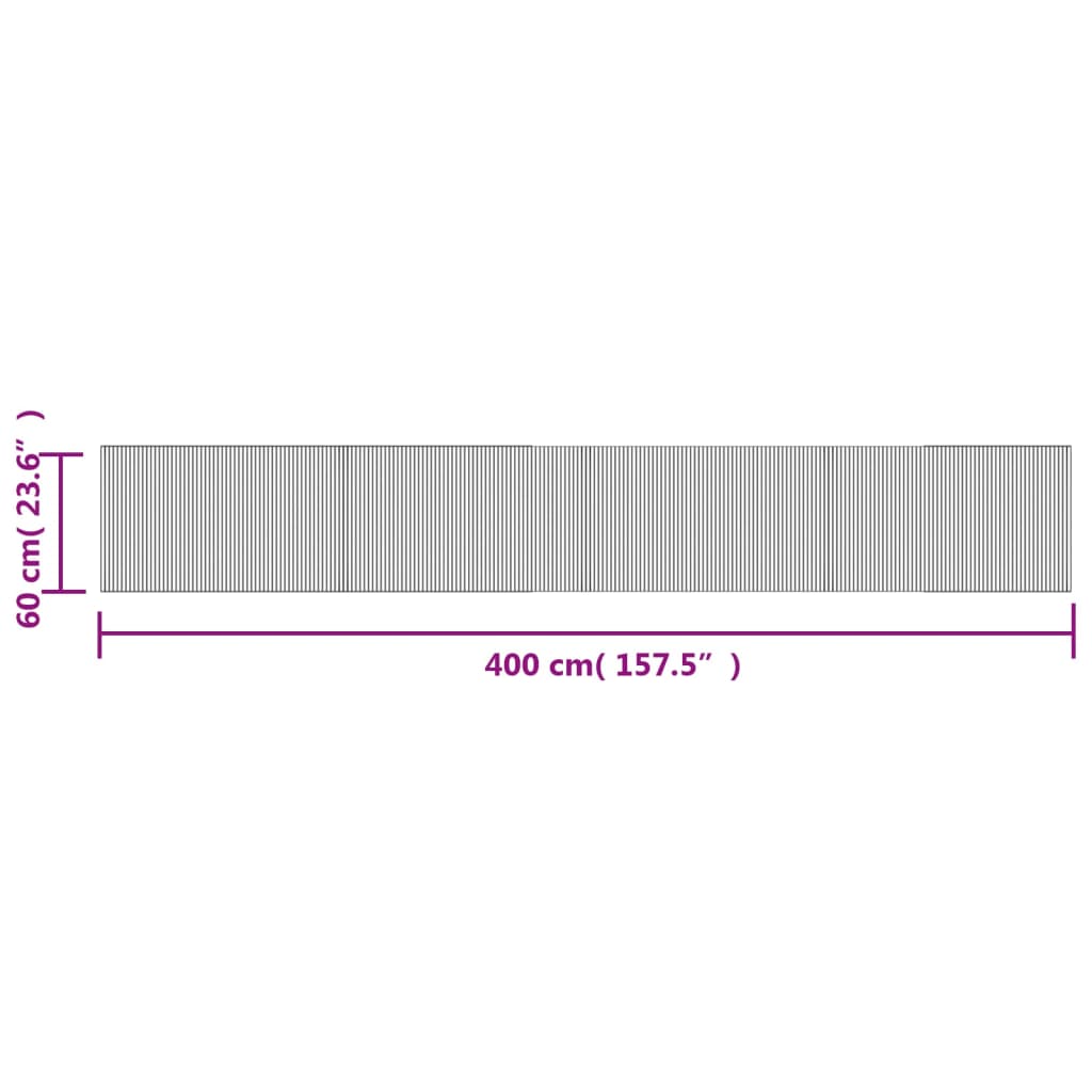 vidaXL Rug Rectangular Black 60x400 cm Bamboo
