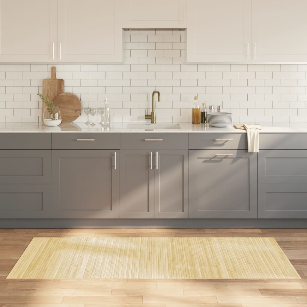 vidaXL Rug Rectangular Light Natural 80x200 cm Bamboo