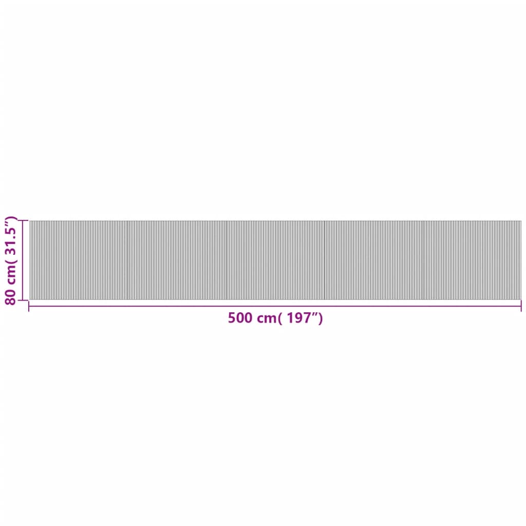 vidaXL Rug | Black | Bamboo, Polypropylene | 80x500 cm | Non-slip | Rug