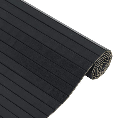 vidaXL Rug Square Black 100x100 cm Bamboo