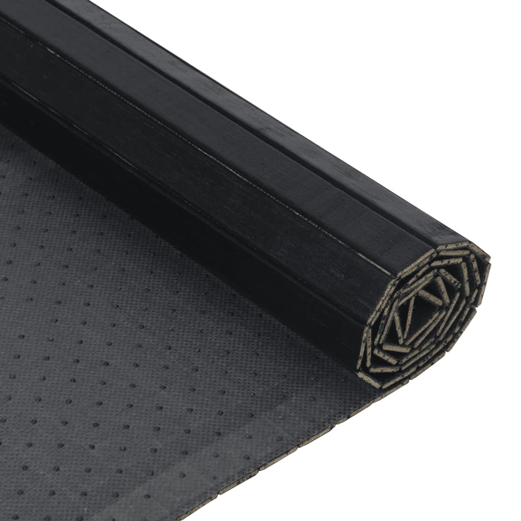 vidaXL Rug Square Black 100x100 cm Bamboo